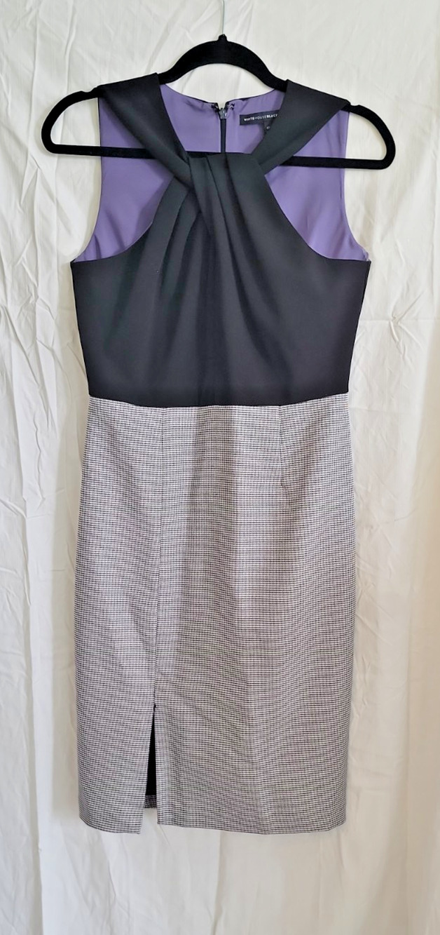White House Black Market Womens 6P Sheath Dress Houndstooth Petite Business